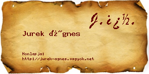 Jurek Ágnes névjegykártya